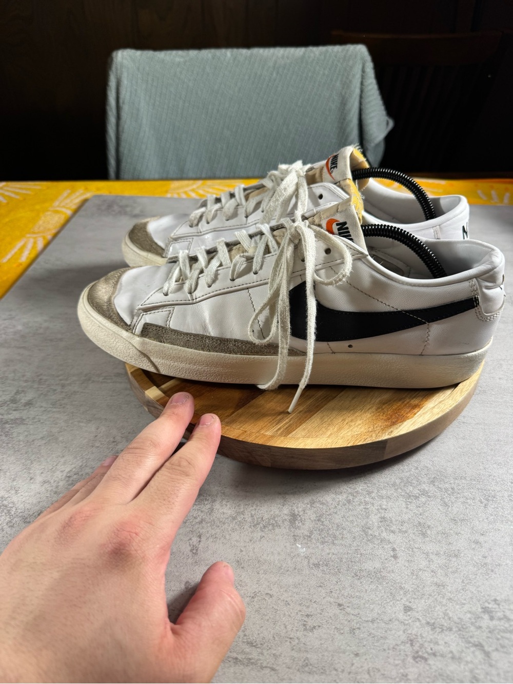 Nike White Leather Low-Top Sneakers with Black Swoosh
